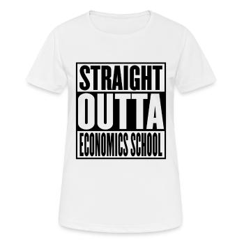 Straight Outta Economics School Abschluss - Frauen T-Shirt atmungsaktiv - Weiß - Vorne - AI Model Female 172 dark (172cm)