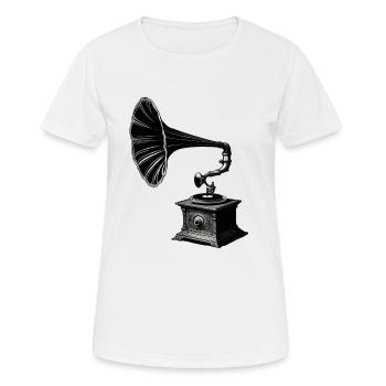 Gramophone / Histoire de la musique / Disque vinyle - T-shirt respirant Femme - blanc - Devant - AI Model Female 172 dark (172cm)
