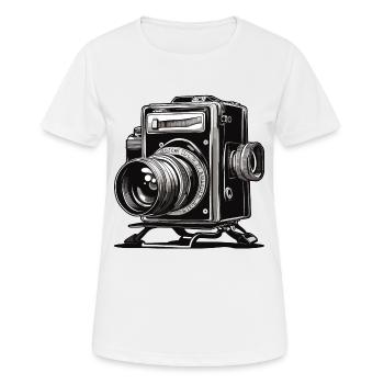 Kamera / Fotoapperat / Foto / Bild / Aufnahme - Frauen T-Shirt atmungsaktiv - Weiß - Vorne - AI Model Female 172 dark (172cm)