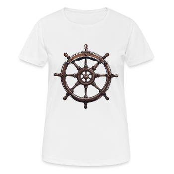 Steering wheel / anchor / captain / ahoy / ship / boat - Women's Breathable T-Shirt - white - Front - AI Model Female 172 dark (172cm)
