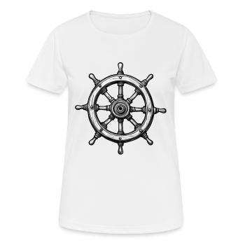 Steering wheel / anchor / ahoy / ship / boat / captain - Women's Breathable T-Shirt - white - Front - AI Model Female 172 dark (172cm)