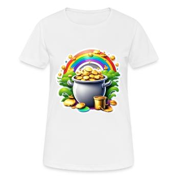 Arc-en-ciel / Pot d’or / Bonne chance / Coloré / Météo - T-shirt respirant Femme - blanc - Devant - AI Model Female 172 dark (172cm)