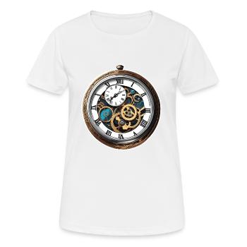 Uhr / Uhrwerk / Uhrzeit / Zeiger / Zeit / Antik - Frauen T-Shirt atmungsaktiv - Weiß - Vorne - AI Model Female 172 dark (172cm)