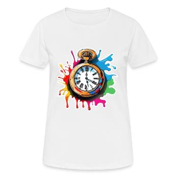 Uhr / Uhrwerk / Uhrzeit / Zeiger / Zeit / Antik - Frauen T-Shirt atmungsaktiv - Weiß - Vorne - AI Model Female 172 dark (172cm)