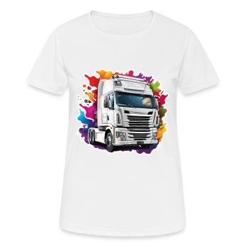 Truck / LKW / Lastfahrzeug / Fracht / Straße - Frauen T-Shirt atmungsaktiv - Weiß - Vorne - AI Model Female 172 dark (172cm)