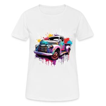 Truck / LKW / Lastfahrzeug / Fracht / Straße - Frauen T-Shirt atmungsaktiv - Weiß - Vorne - AI Model Female 172 dark (172cm)