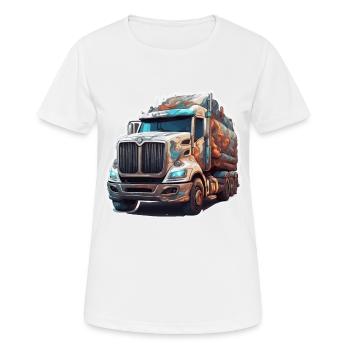 Truck / LKW / Lastfahrzeug / Fracht / Straße - Frauen T-Shirt atmungsaktiv - Weiß - Vorne - AI Model Female 172 dark (172cm)