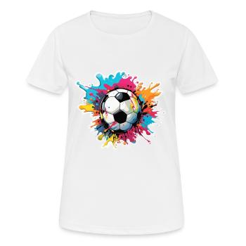 Fußball / spiel / Ball / Spielfeld / schießen - Frauen T-Shirt atmungsaktiv - Weiß - Vorne - AI Model Female 172 dark (172cm)