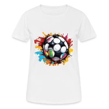 Fußball / spiel / Ball / Spielfeld / schießen - Frauen T-Shirt atmungsaktiv - Weiß - Vorne - AI Model Female 172 dark (172cm)