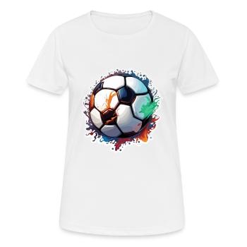 Fußball / spiel / Ball / Spielfeld / schießen - Frauen T-Shirt atmungsaktiv - Weiß - Vorne - AI Model Female 172 dark (172cm)