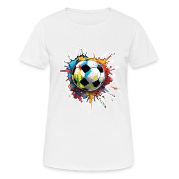 Fußball / spiel / Ball / Spielfeld / schießen - Frauen T-Shirt atmungsaktiv - Weiß - Vorne - AI Model Female 172 dark (172cm)