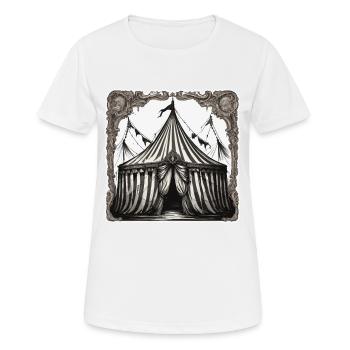 Zirkuszelt / Manege / Unterhaltung / Artisten - Frauen T-Shirt atmungsaktiv - Weiß - Vorne - AI Model Female 172 dark (172cm)