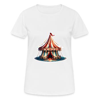 Zirkuszelt / Manege / Unterhaltung / Artisten - Frauen T-Shirt atmungsaktiv - Weiß - Vorne - AI Model Female 172 dark (172cm)