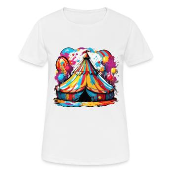 Zirkuszelt / Manege / Unterhaltung / Artisten - Frauen T-Shirt atmungsaktiv - Weiß - Vorne - AI Model Female 172 dark (172cm)