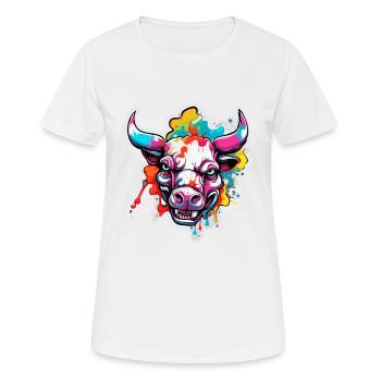 Stier / Bulle / Tier / Hörner / Stierkampf - Frauen T-Shirt atmungsaktiv - Weiß - Vorne - AI Model Female 172 dark (172cm)