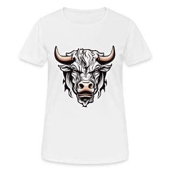Stier / Bulle / Tier / Hörner / Stierkampf - Frauen T-Shirt atmungsaktiv - Weiß - Vorne - AI Model Female 172 dark (172cm)