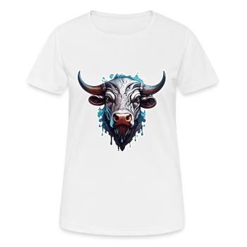 Stier / Bulle / Tier / Hörner / Stierkampf - Frauen T-Shirt atmungsaktiv - Weiß - Vorne - AI Model Female 172 dark (172cm)