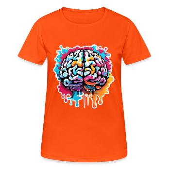 Brain / Knowledge / Intelligence / Clever / Thinking - Women's Breathable T-Shirt - neon orange - Front - AI Model Female 172 dark (172cm)
