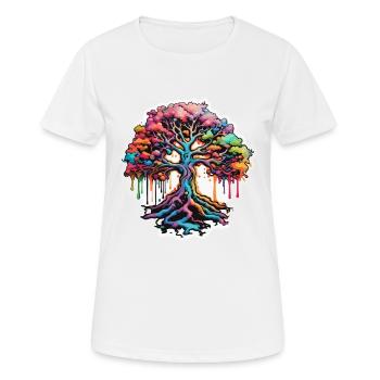 Arbre / Nature / Terre / Écorce / Racines / Feuilles - T-shirt respirant Femme - blanc - Devant - AI Model Female 172 dark (172cm)