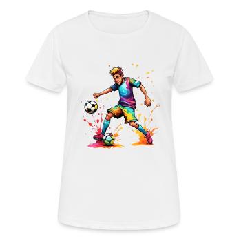 Fußballer / Fußball / Spielfeld / Mannschaft - Frauen T-Shirt atmungsaktiv - Weiß - Vorne - AI Model Female 172 dark (172cm)