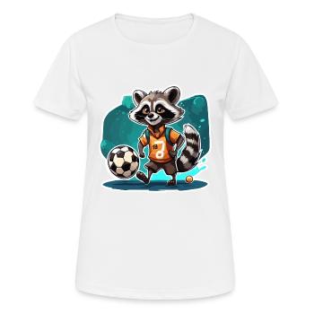 Soccer Raccoon / Animal / Soccer / Goal / Sports - Women's Breathable T-Shirt - white - Front - AI Model Female 172 dark (172cm)