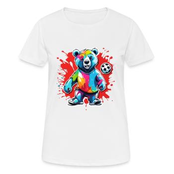 Soccer Bear / Animal / Soccer / Goal / Sports - Women's Breathable T-Shirt - white - Front - AI Model Female 172 dark (172cm)