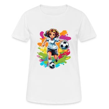 Fußballerin / Sport / Fußballplatz / Verein / FC - Frauen T-Shirt atmungsaktiv - Weiß - Vorne - AI Model Female 172 dark (172cm)