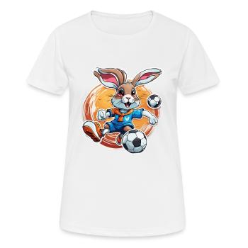 Soccer Bunny / Animal / Soccer / Goal / Sports - Women's Breathable T-Shirt - white - Front - AI Model Female 172 dark (172cm)