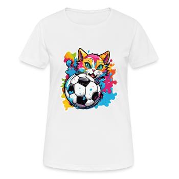 Soccer Cat / Animal / Soccer / Goal / Sports - Women's Breathable T-Shirt - white - Front - AI Model Female 172 dark (172cm)