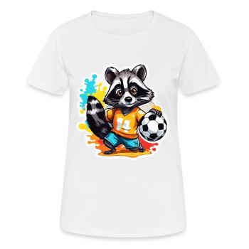Soccer Raccoon / Animal / Soccer / Goal / Sports - Women's Breathable T-Shirt - white - Front - AI Model Female 172 dark (172cm)