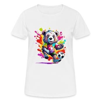 Soccer Bear / Animal / Soccer / Goal / Sports - Women's Breathable T-Shirt - white - Front - AI Model Female 172 dark (172cm)