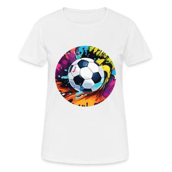 Fußball / spiel / Ball / Spielfeld / schießen - Frauen T-Shirt atmungsaktiv - Weiß - Vorne - AI Model Female 172 dark (172cm)