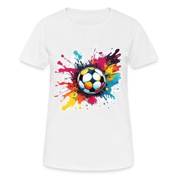 Fußball / spiel / Ball / Spielfeld / schießen - Frauen T-Shirt atmungsaktiv - Weiß - Vorne - AI Model Female 172 dark (172cm)