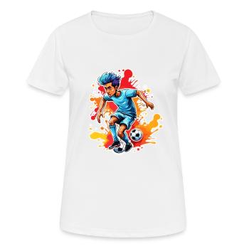 Fußballer / Fußball / Spielfeld / Mannschaft - Frauen T-Shirt atmungsaktiv - Weiß - Vorne - AI Model Female 172 dark (172cm)