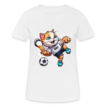 Soccer Cat / Animal / Soccer / Goal / Sports - Women's Breathable T-Shirt - white - Front - AI Model Female 172 dark (172cm)