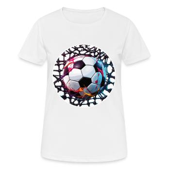 Fußball / spiel / Ball / Spielfeld / schießen - Frauen T-Shirt atmungsaktiv - Weiß - Vorne - AI Model Female 172 dark (172cm)