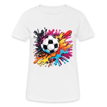 Fußball / spiel / Ball / Spielfeld / schießen - Frauen T-Shirt atmungsaktiv - Weiß - Vorne - AI Model Female 172 dark (172cm)