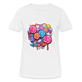 Sucette / Sucette / Bonbons / Lécher / Mignon - T-shirt respirant Femme - blanc - Devant - AI Model Female 172 dark (172cm)