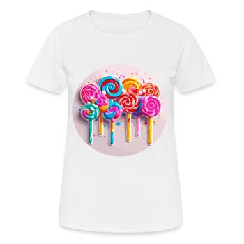 Sucette / Sucette / Bonbons / Lécher / Mignon - T-shirt respirant Femme - blanc - Devant - AI Model Female 172 dark (172cm)