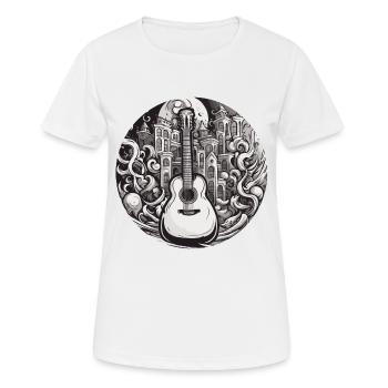 Rock n roll / Gitarre / Musik / Instrument - Frauen T-Shirt atmungsaktiv - Weiß - Vorne - AI Model Female 172 dark (172cm)