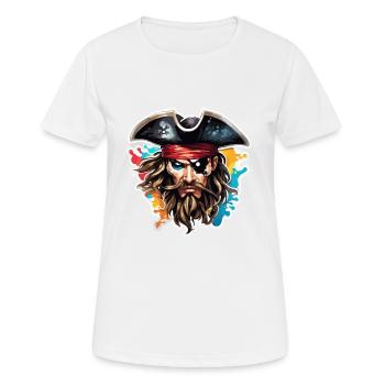 Pirat / Ahoi / Anker / Kapitän / Totenkopf / Rum - Frauen T-Shirt atmungsaktiv - Weiß - Vorne - AI Model Female 172 dark (172cm)