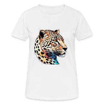 Leopard / Gepard / Tier / Animal Print / Muster - Frauen T-Shirt atmungsaktiv - Weiß - Vorne - AI Model Female 172 dark (172cm)