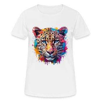 Leopard / Gepard / Tier / Animal Print / Muster - Frauen T-Shirt atmungsaktiv - Weiß - Vorne - AI Model Female 172 dark (172cm)