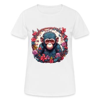 Monkey / Animal / Zoo / Chimpanzee / Wild / Comic - Women's Breathable T-Shirt - white - Front - AI Model Female 172 dark (172cm)
