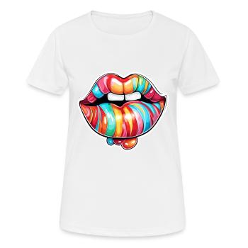 Bouche / Lèvres / Dents / Langue / Sourire / Baiser - T-shirt respirant Femme - blanc - Devant - AI Model Female 172 dark (172cm)