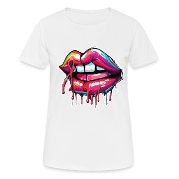 Bouche / Lèvres / Dents / Langue / Sourire / Baiser - T-shirt respirant Femme - blanc - Devant - AI Model Female 172 dark (172cm)