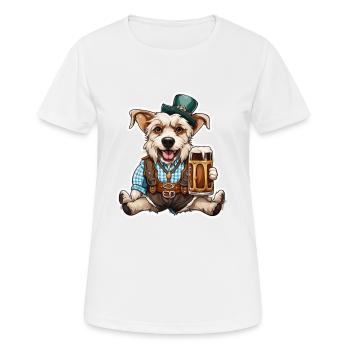 Lederhosen / Animal / Costume traditionnel / Tradition / Chien - T-shirt respirant Femme - blanc - Devant - AI Model Female 172 dark (172cm)