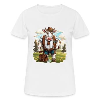 Lederhosen / Animal / Traditional costume / Tradition / Cow - Women's Breathable T-Shirt - white - Front - AI Model Female 172 dark (172cm)