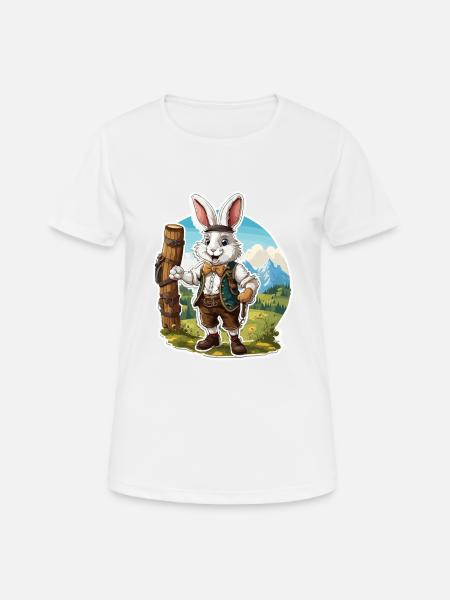 Lederhose / Tier / Tracht / Tradition / Hase - Frauen T-Shirt atmungsaktiv - Weiß