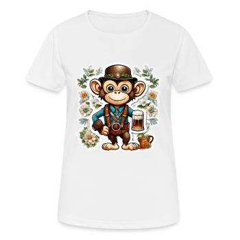 Lederhosen / Animal / Traditional costume / Tradition / Monkey - Women's Breathable T-Shirt - white - Front - AI Model Female 172 dark (172cm)